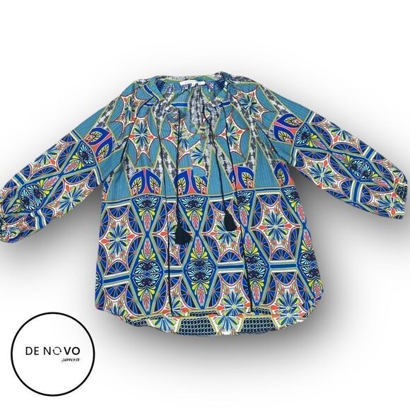 Collective Concepts Women's Boho Print Top With Tassels Size Medium - Picture 1 of 9